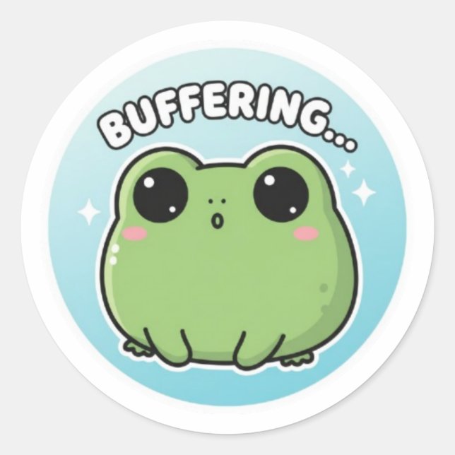 Buffering Frog Sticker Cute Blank Frog Meme Kawaii (Front)
