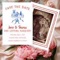 Buffet Dinner Table Hand Drawn Cute Custom Photo