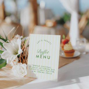 Buffet Menu Retro Green & Yellow Bachelorette Pedestal Sign