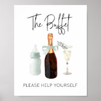 Buffet Sign for Baby Shower Green Sip & See