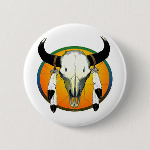 bufflalo skull 2 inch round button
