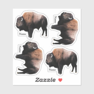 Buffle Brown américain avec nom Sticker