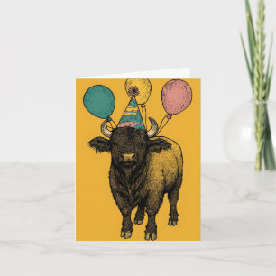 Buffle d'anniversaire avec ballons Carte d'anniver