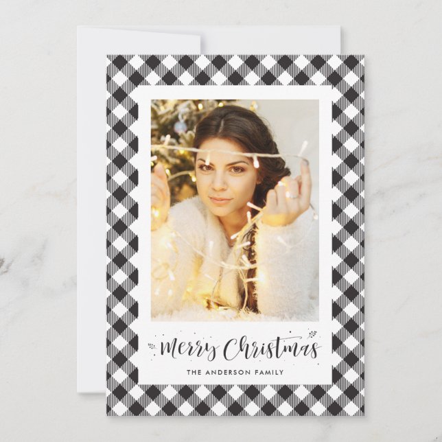 Buffle noir blanc Plaid Photo Cartes de Noël (Devant)