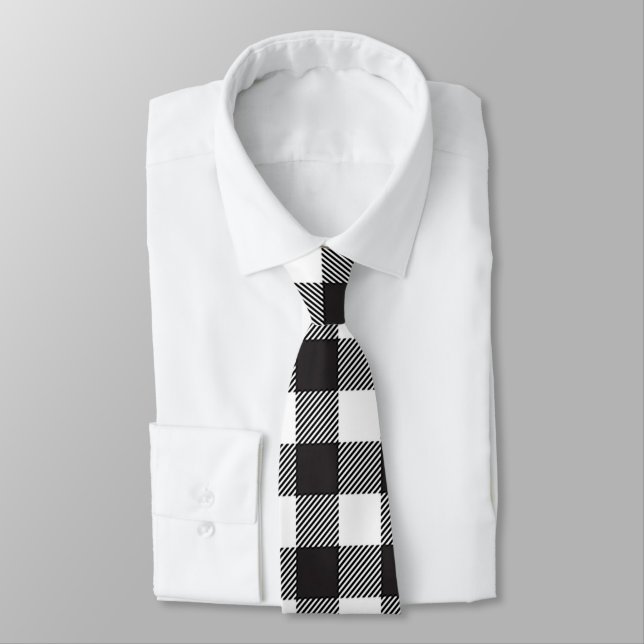 Buffle noir et blanc plaqué Cravate masculine (Attaché)