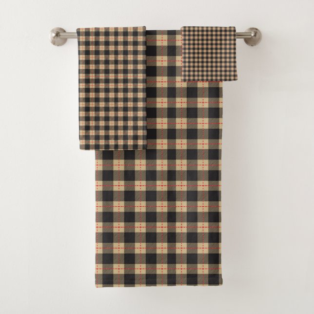 Buffle tan et noir rouge en bande plaid (En situation)