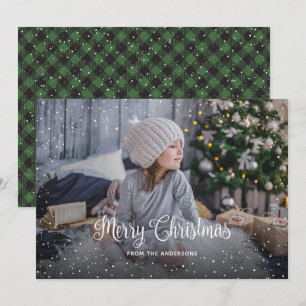Buffle vert neige Plaid Photo Cartes de Noël