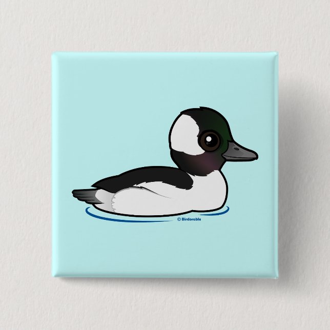 Bufflehead 2 Inch Square Button (Front)