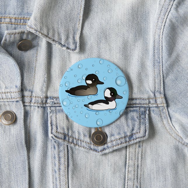Bufflehead Pair 3 Inch Round Button (In Situ)