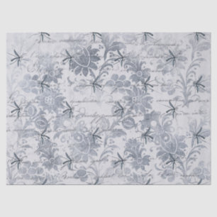 Bug and Blue Grey Floral Decoupage Tissue Paper