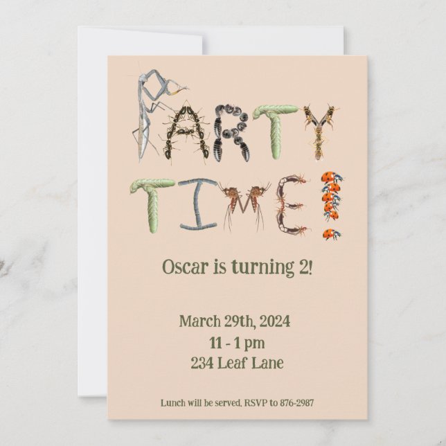 Bug and Insect themed Party Children's Creepy Craw Invitation (Front)