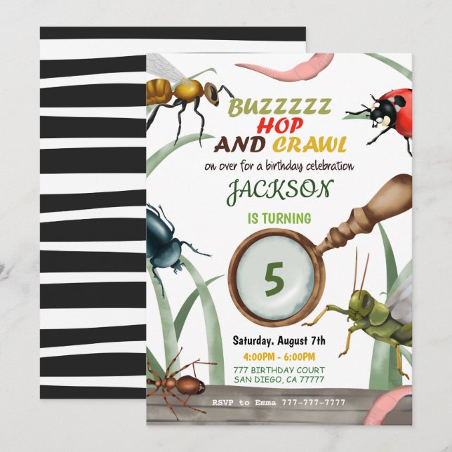 Bug Birthday Invitation (Front/Back)