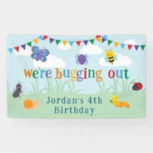 Bug Birthday Invitation, Cute Colourful Bug Party  Banner