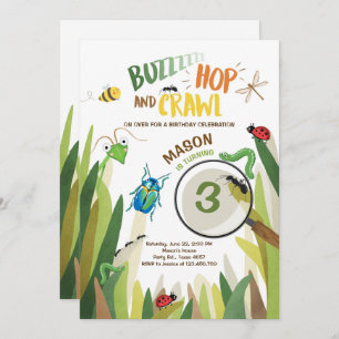 Bug Birthday Invitation Insect Bugs Boy bugging