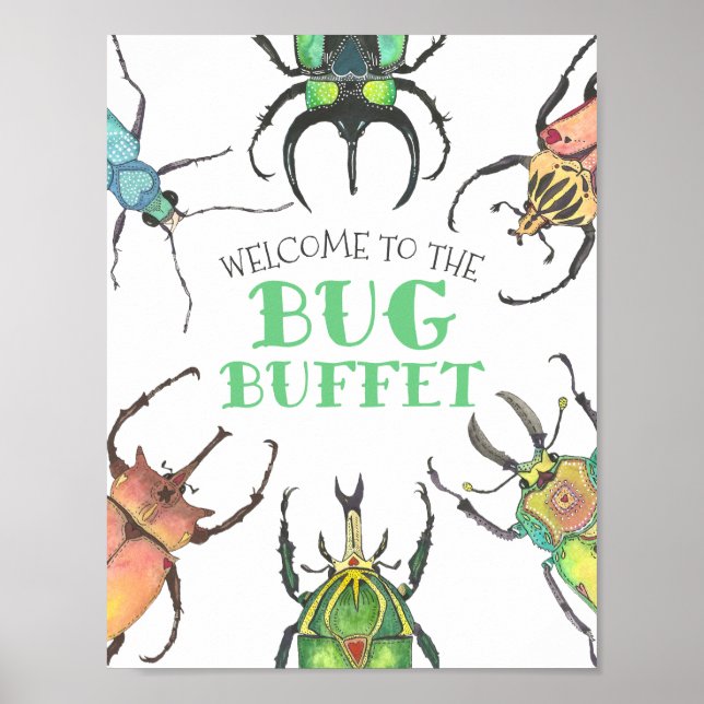 Bug Buffet Party Food Table Frameable Poster (Front)