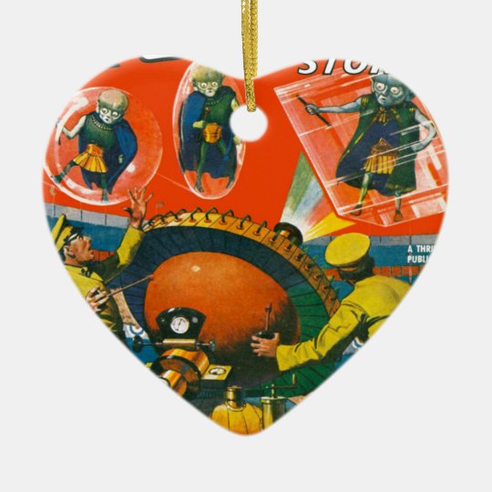Bug Eyed Aliens in Capes Ceramic Ornament
