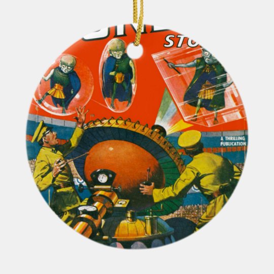 Bug Eyed Aliens in Capes Ceramic Ornament