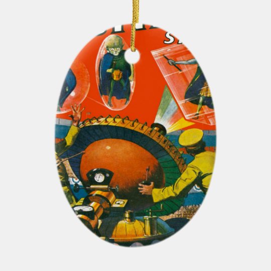 Bug Eyed Aliens in Capes Ceramic Ornament