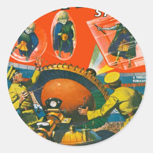 Bug Eyed Aliens in Capes Classic Round Sticker