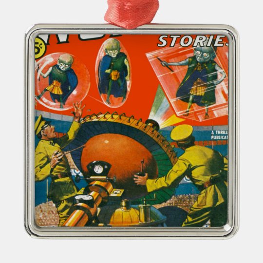Bug Eyed Aliens in Capes Metal Ornament