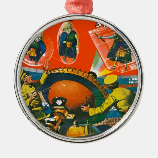 Bug Eyed Aliens in Capes Metal Ornament