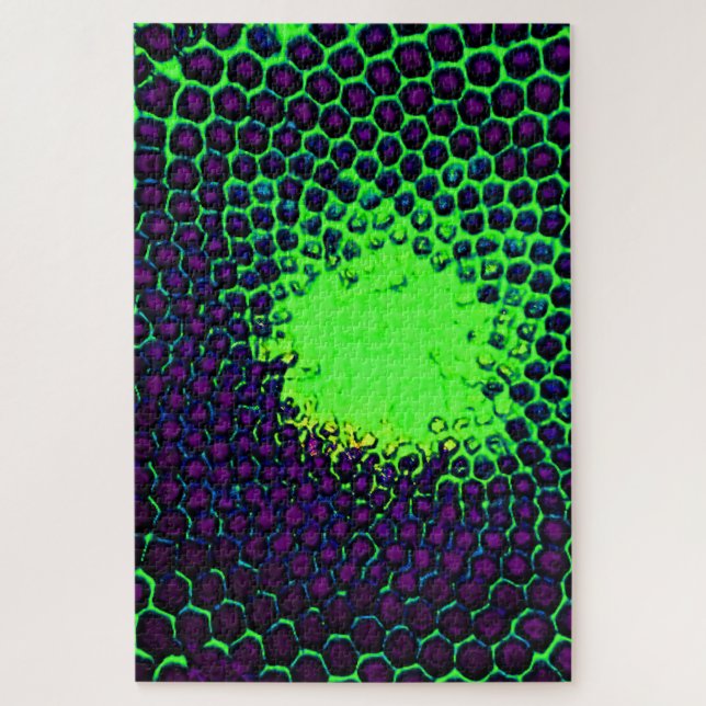 Bug Eyed Honeycomb purple green Jigsaw Puzzle (Vertical)