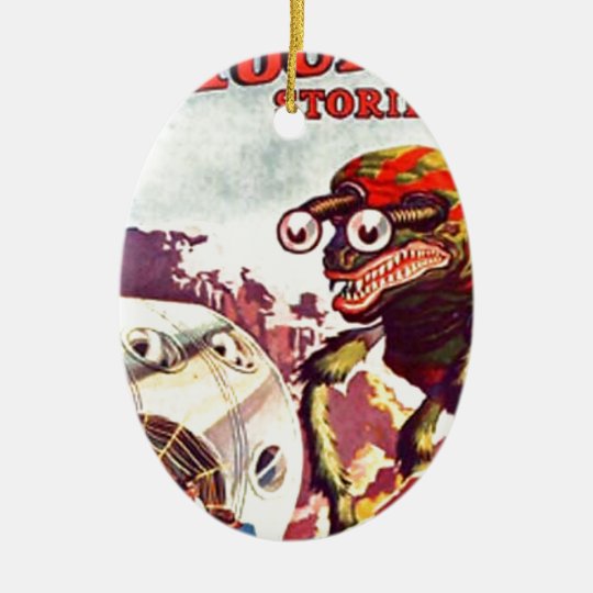 Bug Eyed Moon Monster Ceramic Ornament