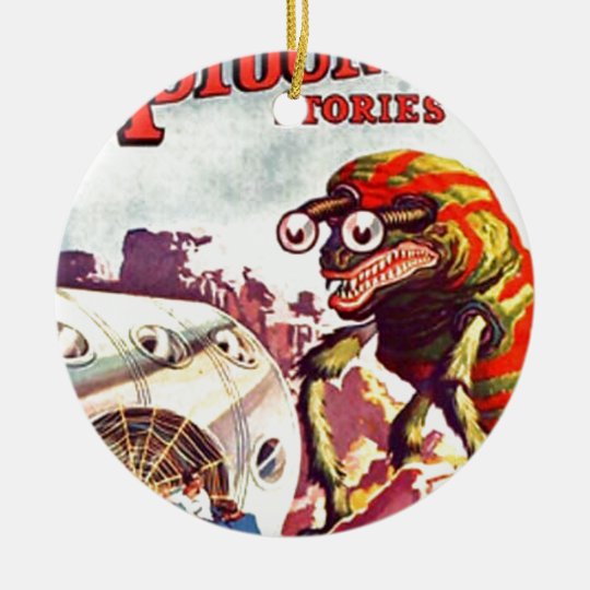 Bug Eyed Moon Monster Ceramic Ornament