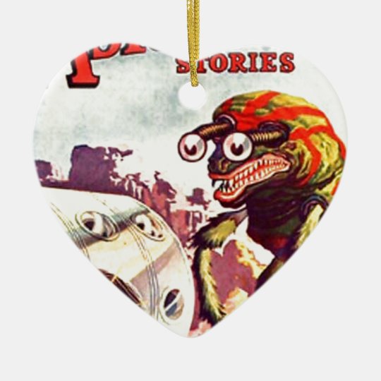 Bug Eyed Moon Monster Ceramic Ornament