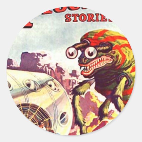 Bug Eyed Moon Monster Classic Round Sticker