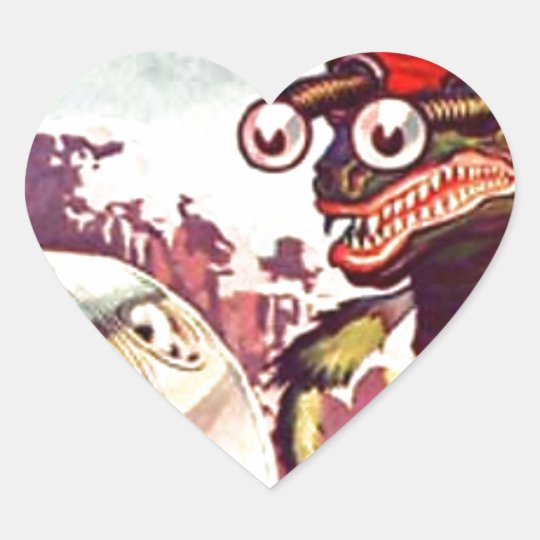 Bug Eyed Moon Monster Heart Sticker