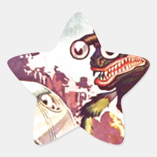 Bug Eyed Moon Monster Star Sticker