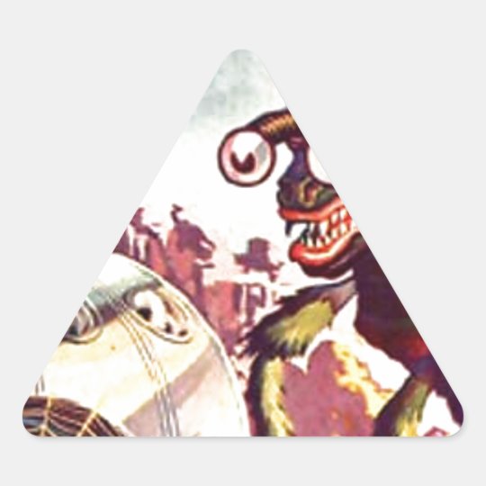 Bug Eyed Moon Monster Triangle Sticker