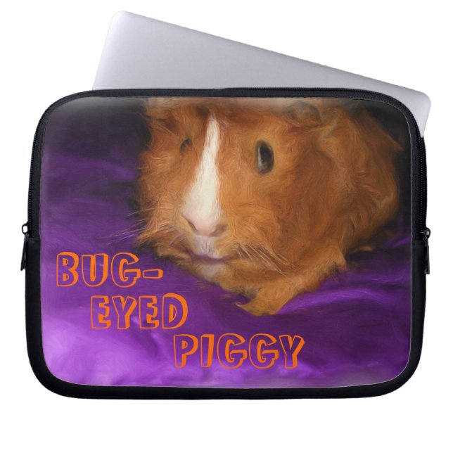 BUG-EYED PIGGY Guinea Pig Laptop Sleeve (Front)