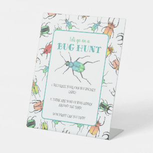 Bug Hunt Party Activity Tabletop Pedestal Sign