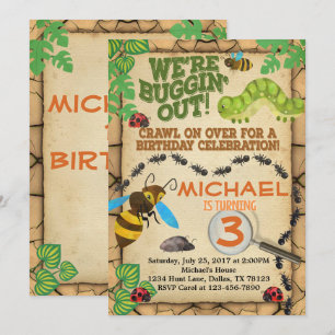 Bug Insect Birthday Party Invitation Invite Boy