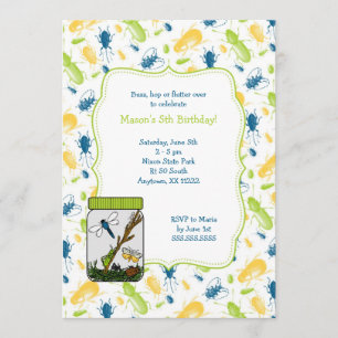 Bug Jar Birthday Party invite with insects
