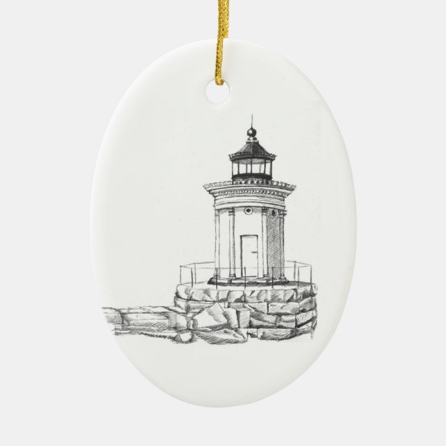 Bug Light Sketch Ceramic Ornament (Front)