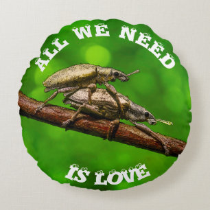 Bug Lovers On The Branch Funny Round Pillow