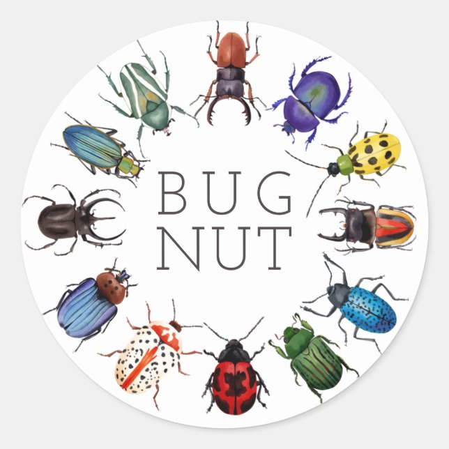 Bug Nut Classic Round Sticker (Front)