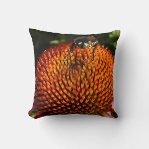 Bug on Flower Throw Pillow