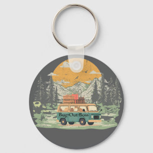 Bug-Out Boss Camper Van Adventure in the Mountains Keychain