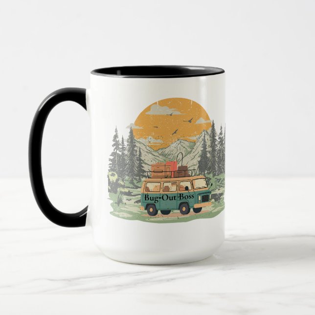 Bug-Out Boss Camper Van Adventure in the Mountains Mug (Left)