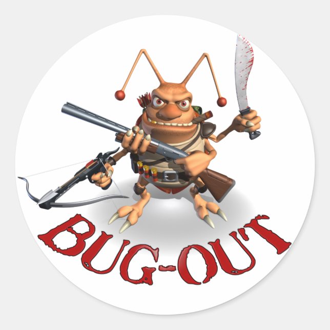 Bug-Out Cockroach style. Classic Round Sticker (Front)