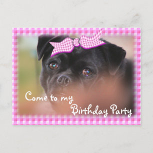 Bug-Puppy Pk Plaid Postcard-Invitation-customize Invitation Postcard