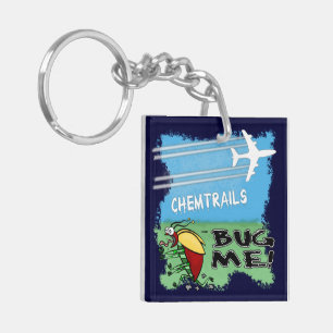 Bug running away from chemtrail plane keychain