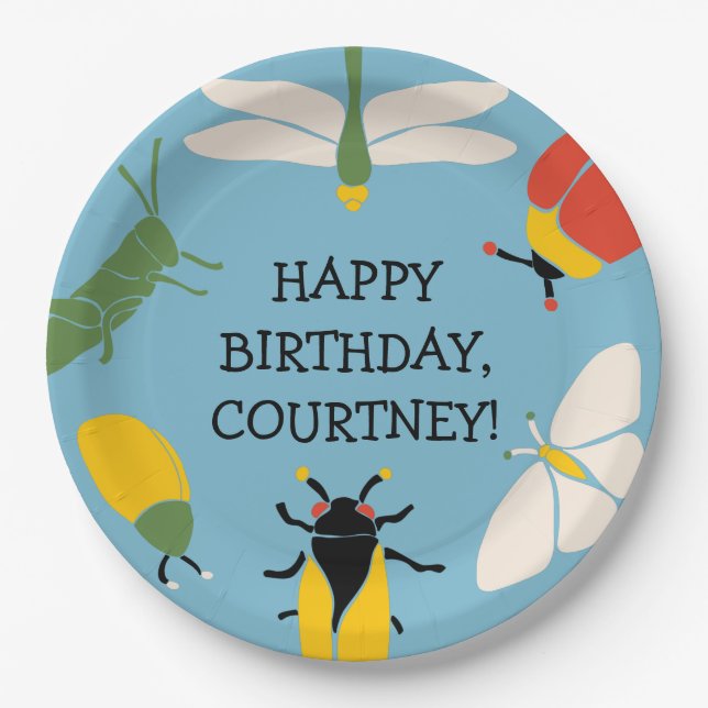 Bug Themed Party Personalized  Paper Plate (Front)