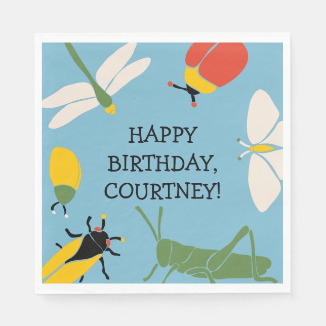 Bug Themed Personalized Party Napkin (Front)