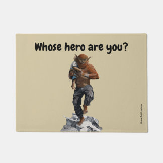 Bugbear Hero Rescuing Child Fantasy Art Door Mat