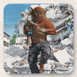 Bugbear Hero Saving Child Fantasy Plastic Coasters